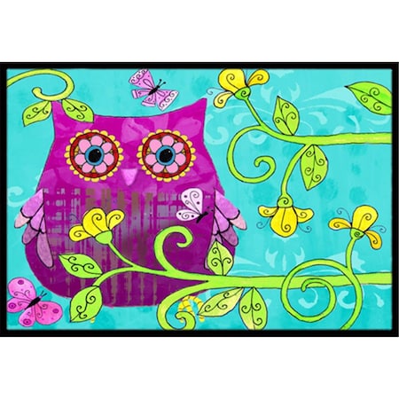Carolines Treasures Sittin In The Flowers Owl Indoor and Outdoor Mat- 18 x 27 in. PJC1093MAT